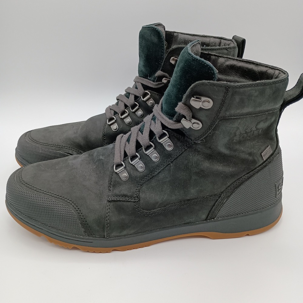 Sorel Ankeny Waterproof Boots Black Leather Mens 13